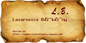 Lazarovics Bökény névjegykártya